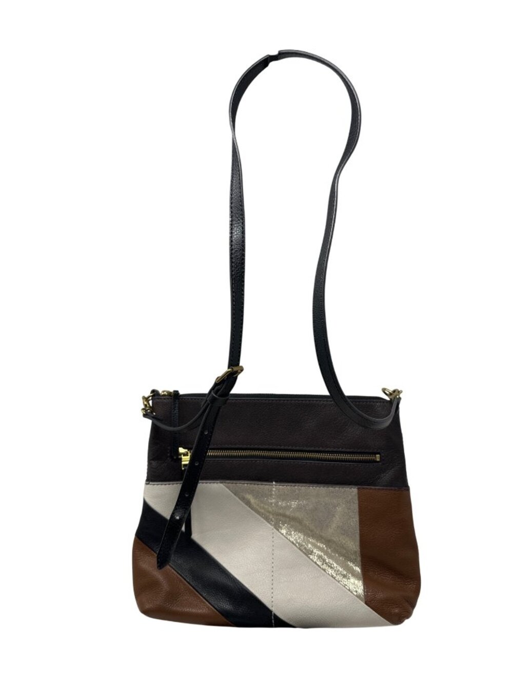 FOSSIL Fiona Color-Block Patchwork Leather Large Crossbody Bag